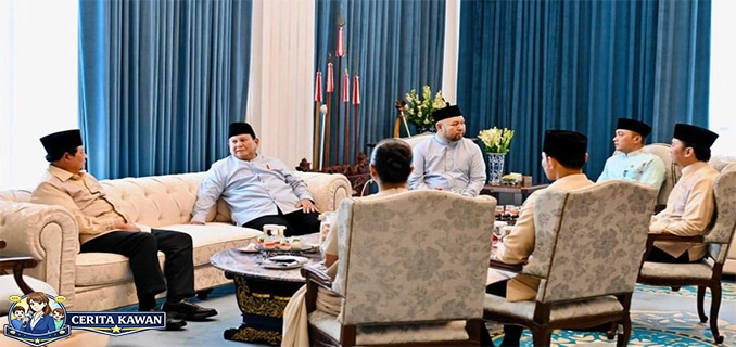 Momen Prabowo Sambut SBY-Jokowi di Istana Lebaran